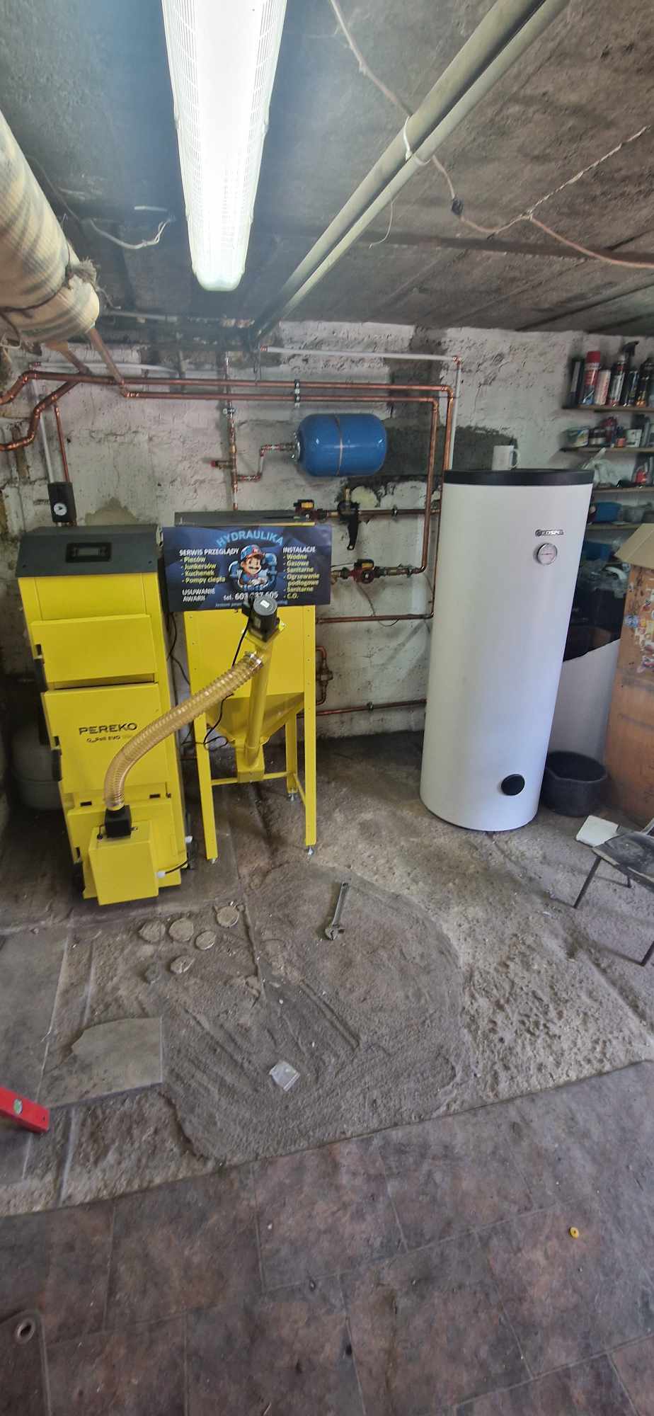 Montaż kotła PEREKO z podajnikiem
